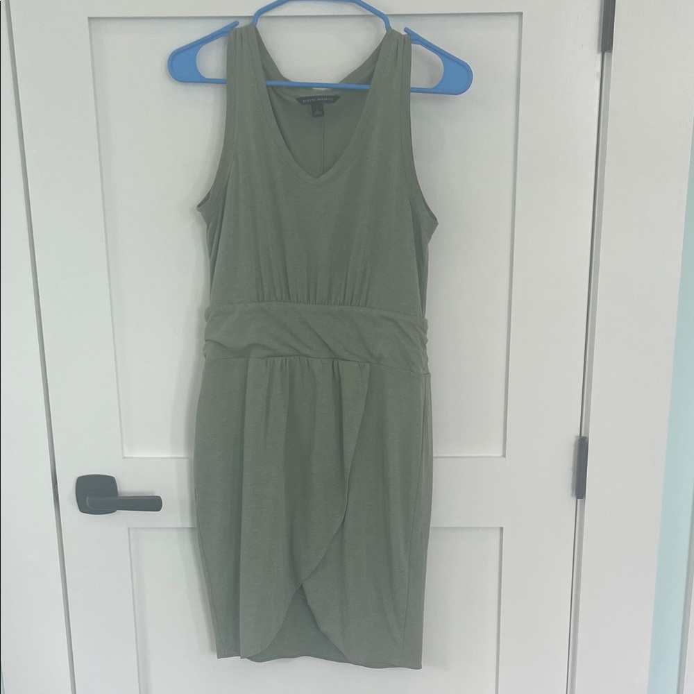 Banana Republic Olive Sleeveless V-Neck Faux Wrap Dress